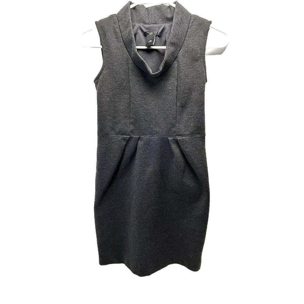 Ann Taylor Cowl Neck Sheath Dress 0 Petite Dark Grey Sleeveless Heavy Knit